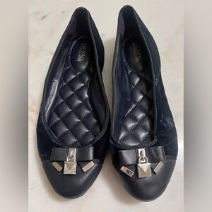 Michael Kors Navy Blue Velvet Leather Ballet Flats Shoes 7.5M US